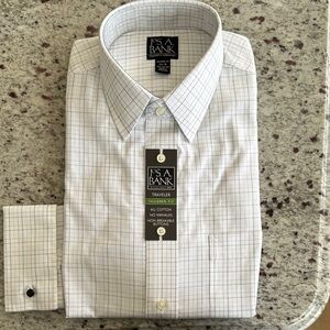 Jos. A. Bank Men's White and Black Checkered Dress Shirt